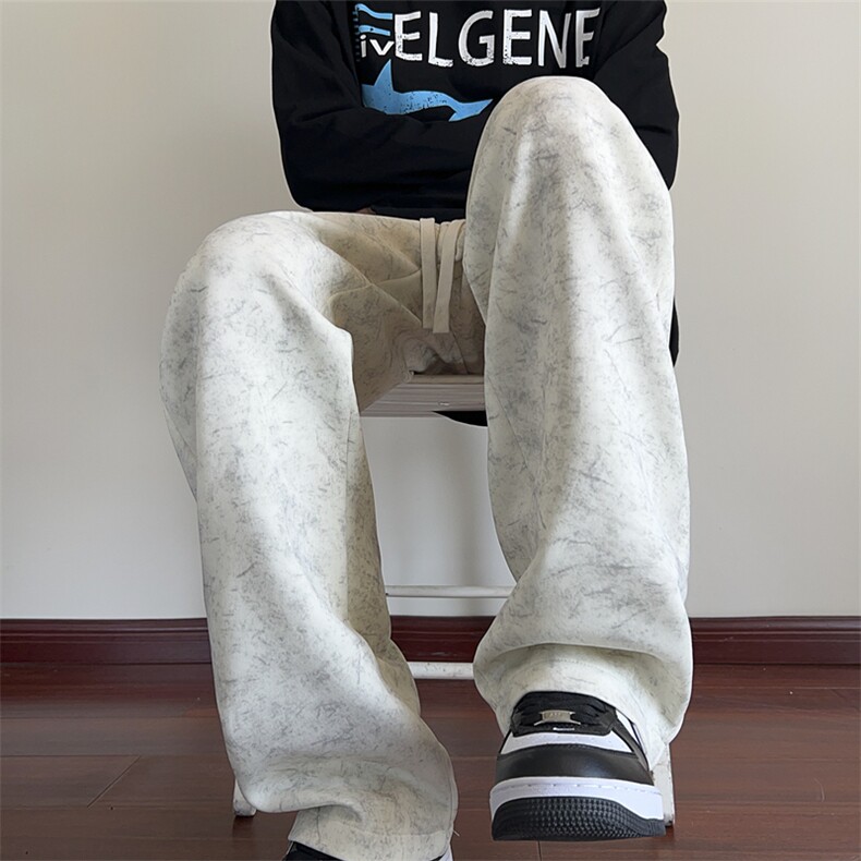 秋季新款休闲裤男扎染宽松卫裤潮流拖地长裤K787-P45控68,男装休闲裤,星座209-2