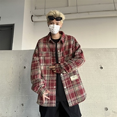 F452P48秋装男生宽松休闲衬衫外套格子上衣男生衬衣，男装衬衫，星座512-6