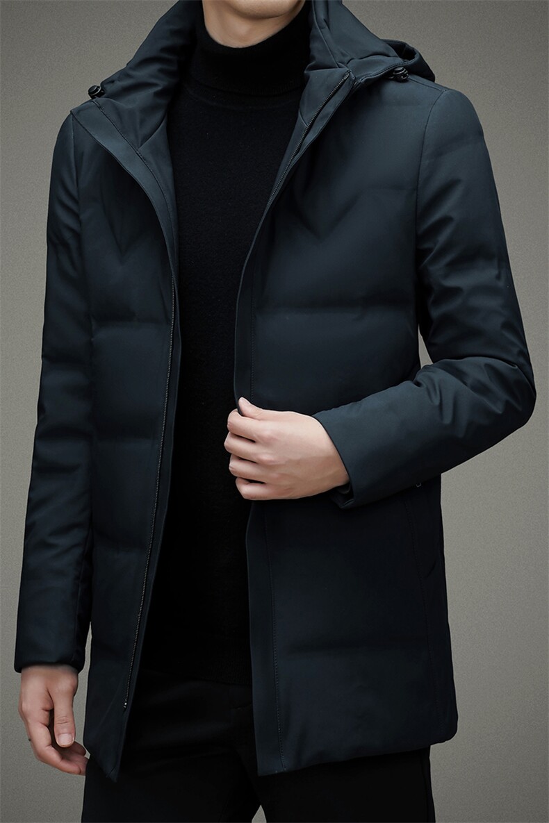 秋冬季白鸭绒羽绒服男士可脱卸帽中青年休闲商务保暖高级感外套男,男装羽绒服,钱塘6003（原4033）