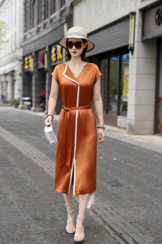 轻奢醋酸连衣裙，女装连衣裙，澳洛菲