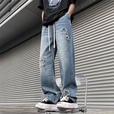 直脚流行牛仔裤潮男长裤夏季水洗宽松直筒拉链KK008-P40，男装牛仔裤，星座911-3