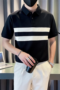 现货2025夏季新款社会小伙拼色polo衫男短袖T恤TX07P55控78图片