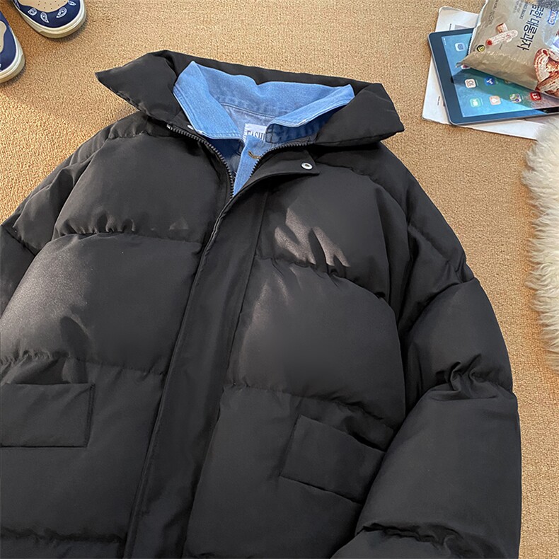 2025冬季时尚休闲牛仔假两件棉衣棉服毛毯8218P118,男装棉衣,电商A030
