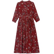 2022春装时尚简约大气优雅收腰显瘦休闲修身百搭棉麻连衣裙2207-1，女装连衣裙，欣贝拉