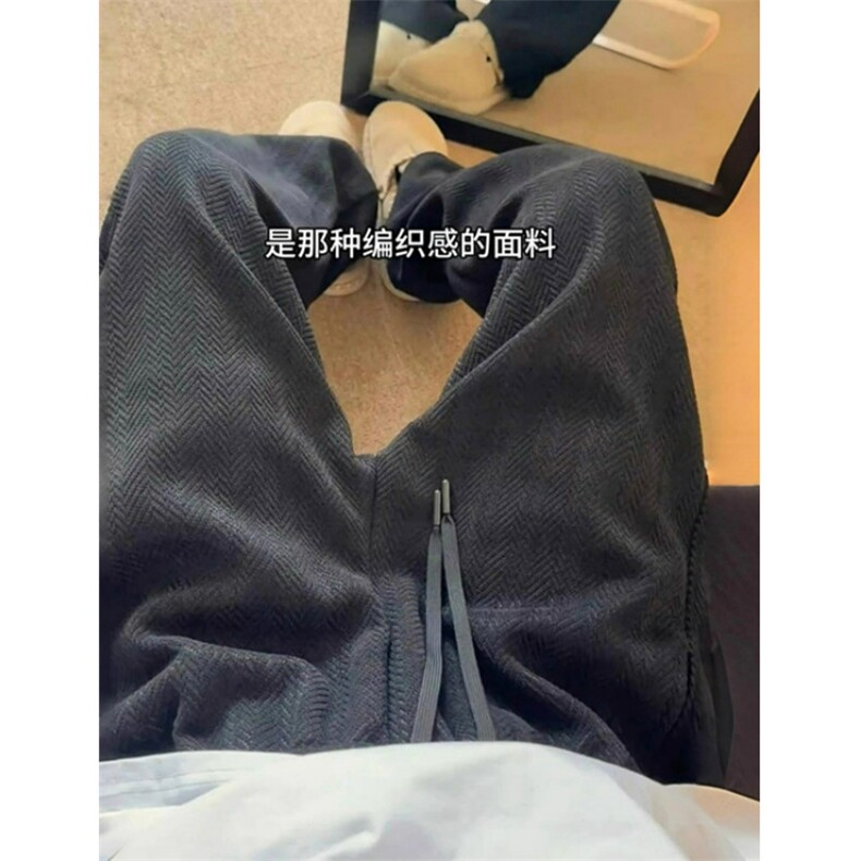 复古加绒休闲卫裤男秋冬季日系潮牌宽松直筒重磅加厚裤子KR507，男装休闲裤，星座1116A（原606A-3）