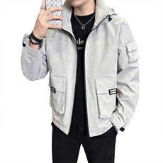 春秋新款户外休闲冲锋衣连帽外套男士工装美式多口袋夹克2523-P75，男装夹克，星座1403A