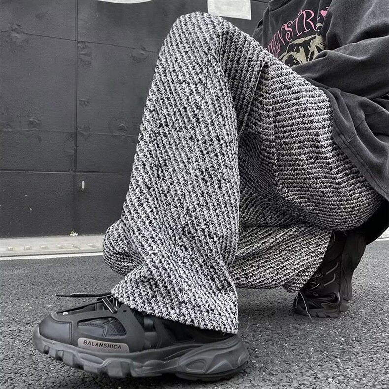 春秋直筒休闲裤男潮牌痞帅运动高街小众设计感格子青少年日系裤子,男装休闲裤,星座1013