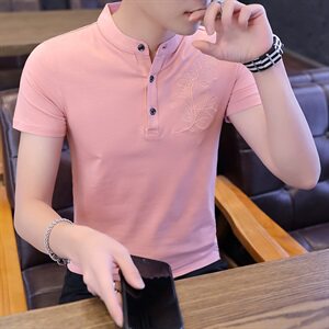 款8801夏装短袖t恤男装韩版纯棉男士立领POLO衫潮牌帅气