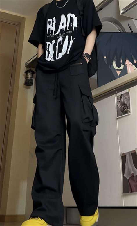 个性工装宽松休闲裤男高街潮流长裤子KK618/P50,男装工装外套,电商D202