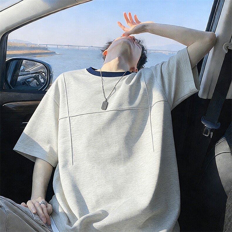 2026美式重磅冰感拼接解构短袖T桖春夏DX2619特P28控59,男装T恤,电商B208