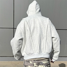 抖音得物高品质二开25秋冬美式重磅宽松结构设计连帽卫衣外套W78，男装卫衣，电商A486