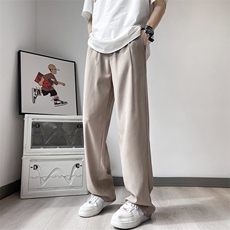 夏季宽松冰丝长裤西装裤男款潮牌痞帅直筒阔腿休闲裤K7168-P36，男装休闲裤，星座512-3