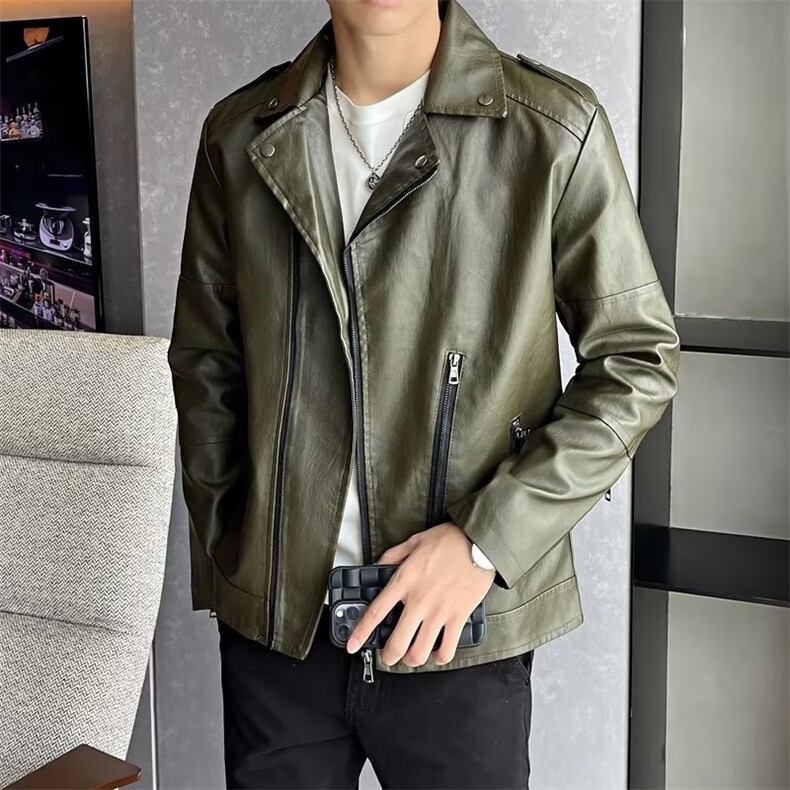 美式复古机车服pu皮衣外套男士潮流帅气休闲短款高级感ME007-P75,男装皮衣,星座1109-3