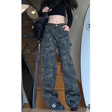 wassupcandy美式高街牛仔裤子男春秋季迷彩工装裤潮牌宽松休闲裤，男装休闲裤，电商A337