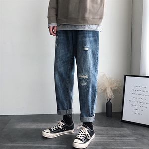 复古 直筒破洞牛仔裤男B342-K682-P50控68图片