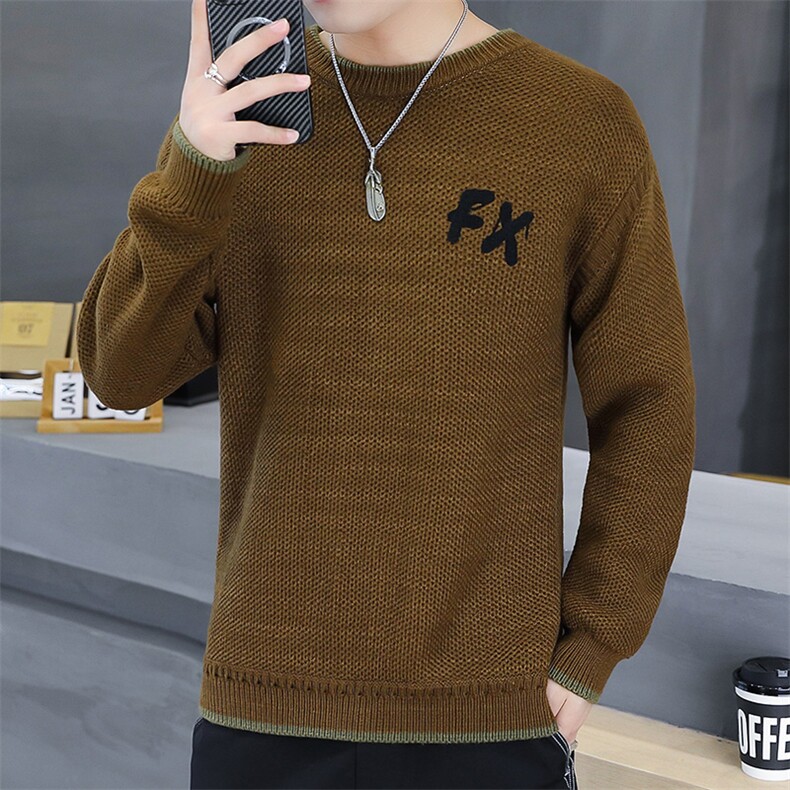 【抖音得物】2025秋季时尚毛衣针织衫男士圆领宽松长袖，男装针织衫/毛衣，电商A113