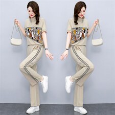 时尚金丝绒套装加厚加绒新款2024秋冬韩版宽松晨跑运动休闲两件套，女装套装/套裙，依如秀(原杭风阁)