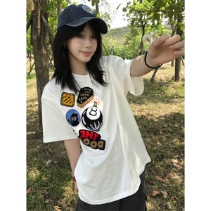 DX698CC-特P33 美式字母刺绣重磅短袖t恤男女款夏季图片