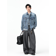 水洗牛仔外套男款春美式痞帅上衣服宽松休闲工装夹克JK1324-P80，男装工装外套，星座1103-3