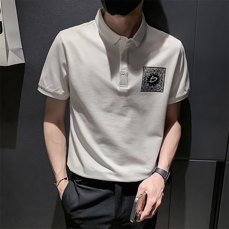 黑色2022精神小伙修身polo衫男士短袖T恤PL505-P48控价68,男装Polo衫,电商A108