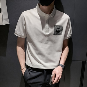 黑色 2022精神小伙修身polo衫男士短袖T恤PL505-P48 控价68图片