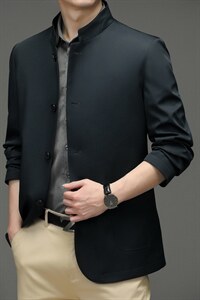 纯色立领工装外套男士春季2023新款夹克春装商务休闲高端上衣夹克图片
