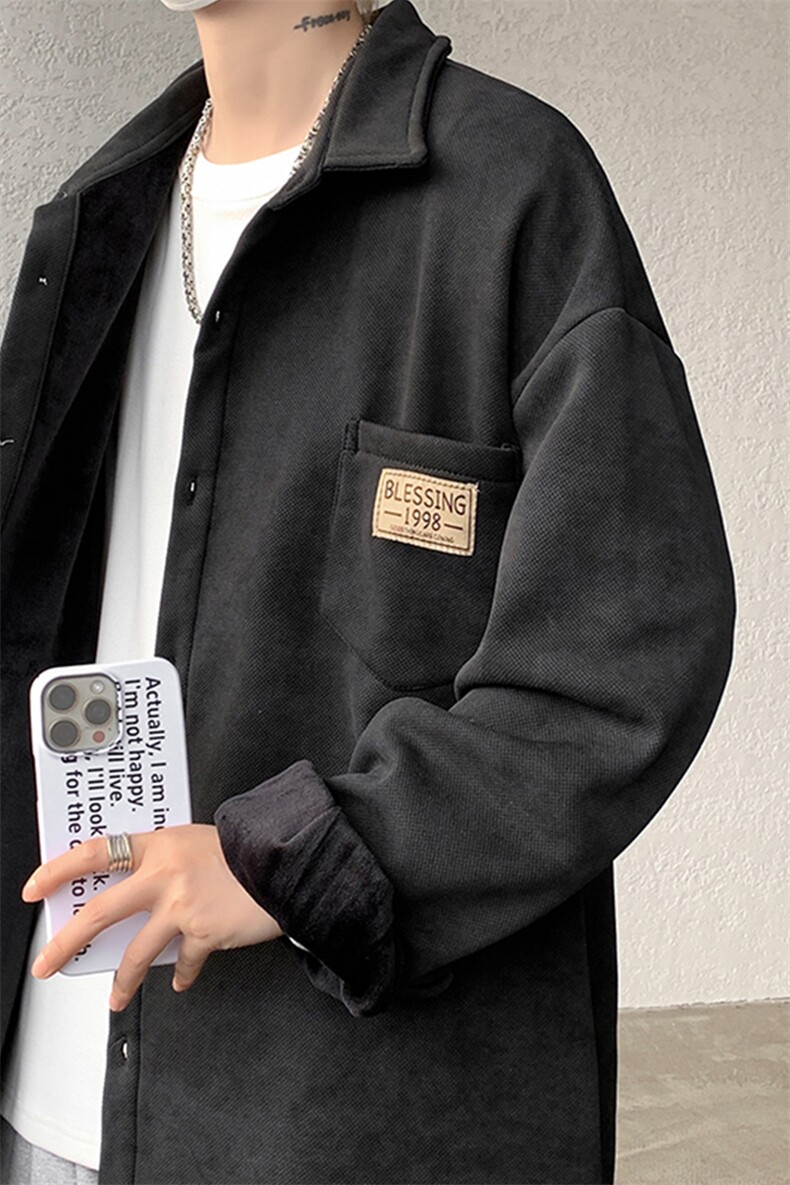 8XL-M秋冬款加绒加厚衬衫男做旧脏脏保暖外套大码衬衣CS29002P65,男装衬衫,电商B312