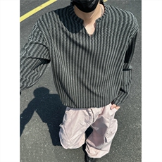 【图】V领复合面料打底衫长袖T恤W986/特P18灰色8，男装T恤，电商A094