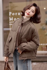 时尚拼接灯芯绒领短款棉衣冬季保暖显瘦外套，女装棉衣/棉服，梦芯尔