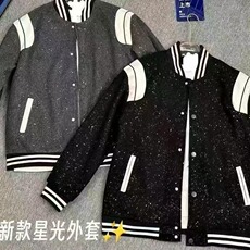 美式拼接复古满天星潮牌情侣棒球服外套设计春季新款男女百搭夹克，男装夹克，星座506A