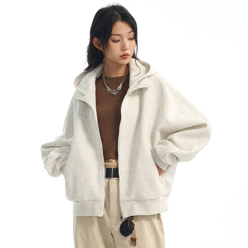 华棉450克W9873-特P85连帽开衫卫衣男女同款美式短款开衫夹克外套,男装夹克,电商D310B