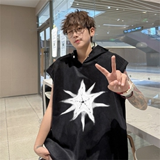 麂皮绒连帽背心坎肩男T恤美式港风JLB439-P30控48，男装背心/马甲，电商B370