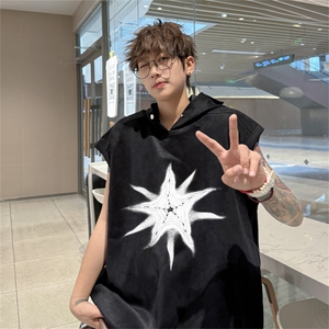 麂皮绒连帽背心坎肩男T恤美式港风JLB439-P30控48图片