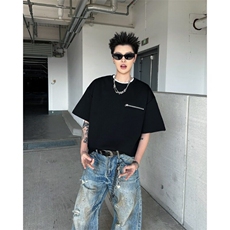 美式cleanfit拉链短袖男款夏季设计感t恤痞帅小领口半袖ST572-P33，男装T恤，星座412-2