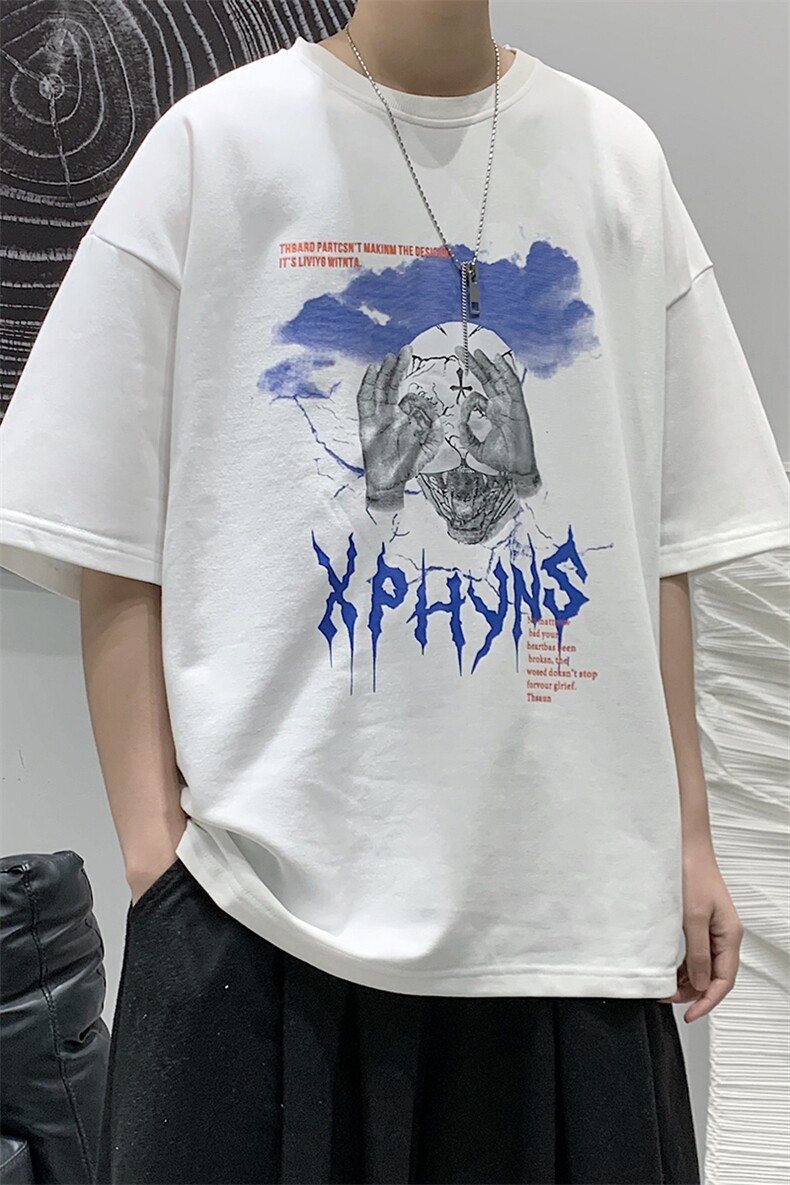 2025夏季原创设计港风潮流美式宽松休闲T恤B266-DX03-P30,男装T恤,星座B257-1