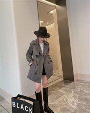 袖子拼格风衣，补单，女装风衣，麦缇诺