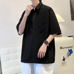 2023年夏季男生休闲大码宽松日系风格工装POLO衫冰丝弹力C613P32图片