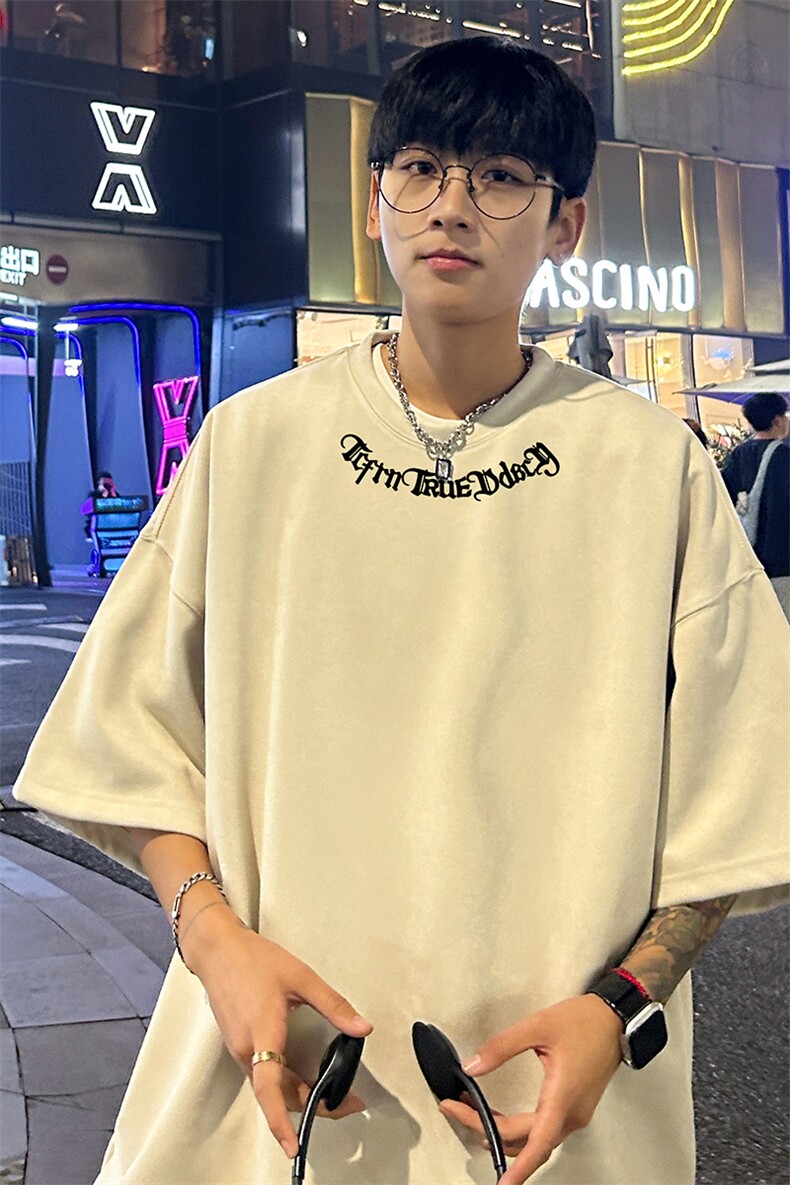 量大优供视频重磅麂皮绒短袖t恤男JT518-特p19,男装T恤,电商B371
