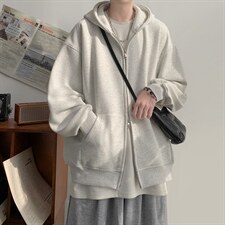 现货！WY827-尺码S-4XL-特P43-420g重磅纯色连帽卫衣宽松拉链外套，女装短外套，星座1811B