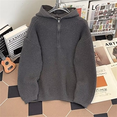 cleanfit半拉链连帽毛衣男秋冬季韩系宽松高级感针织衫M281/P55，男装针织衫/毛衣，星座506B