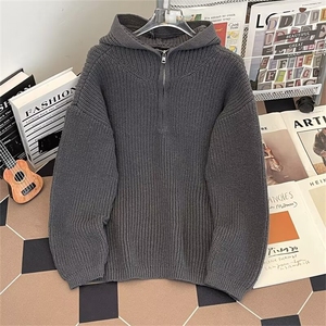 cleanfit半拉链连帽毛衣男秋冬季韩系宽松高级感针织衫M281/P55图片