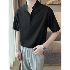 男士短袖t恤男款立领polo衫夏季美式日系冰丝抗皱半袖衣服P06，男装T恤，星座1116A-2（原606A-1）