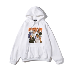 白底23新款秋冬时尚卡通印花潮流百搭宽松连帽卫衣W235P35控48，男装卫衣，电商A247-1