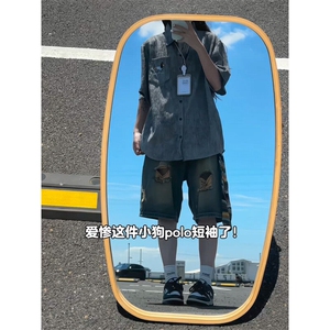 XZ809A/SSS04/P55/控68   扎染冰丝绣花腊肠狗衬衫图片