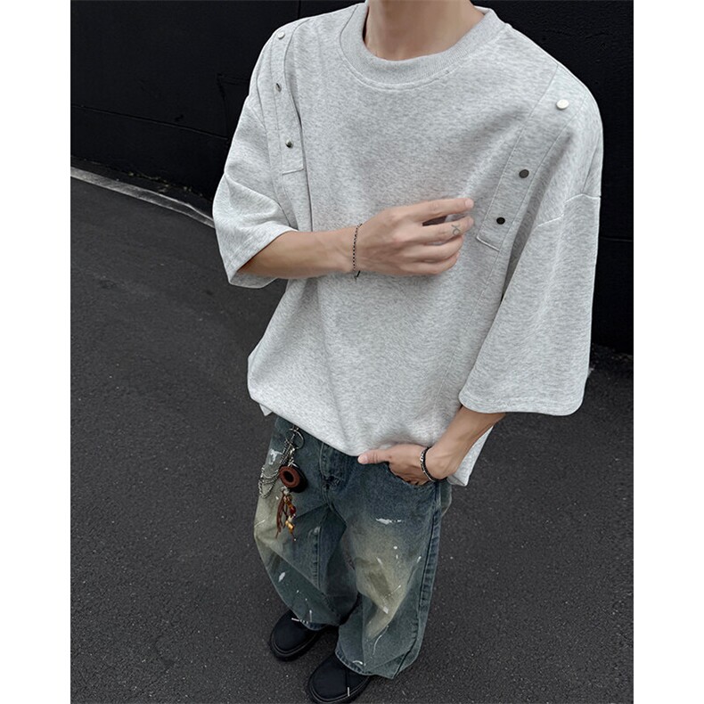 夏季美式宽松高街设计感短袖T恤潮XZ808B-WH062-P50，男装T恤，星座808B