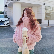 【大货已出】粉色夹棉羊羔毛外套2C137-8280-P195-K298，女装棉衣/棉服，2C137