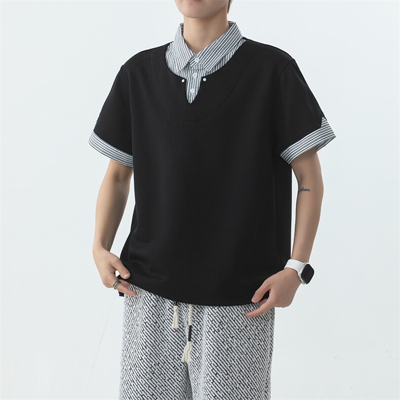 YK86087-P3253.4%棉46.6%聚酯纤维polo衫男款短袖短宽衬衣潮,男装Polo衫,电商A086-1