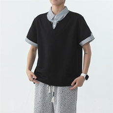 YK86087-P3253.4%棉46.6%聚酯纤维polo衫男款短袖短宽衬衣潮，男装Polo衫，电商A086-1