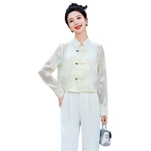 新中式国风女装2025夏季新款高级感小个子提花防晒上衣薄款短外套图片