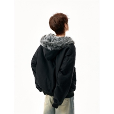 档口现货重磅帆布+通体仿兔毛座山雕毛领潮牌棉服DM8220-P138，男装棉衣，星座603